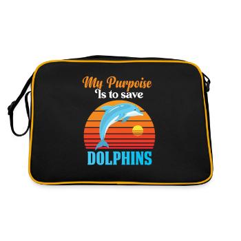 Delfin Delfine - Retro Tasche - Schwarz/Gold - Hinten