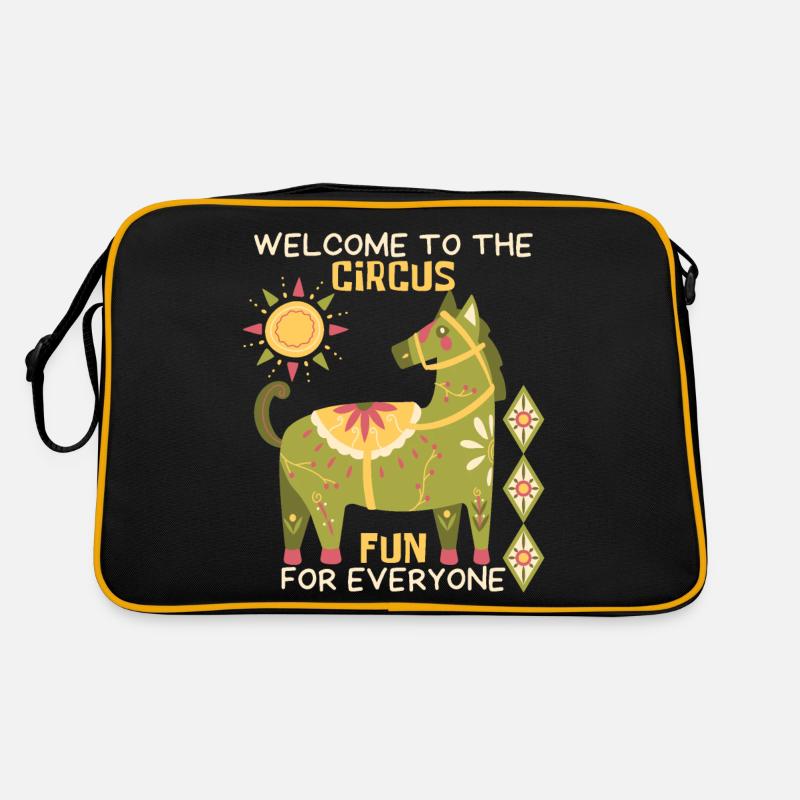 Zirkus, lustiger Spruch mit Pferd, Zirkuspferd - Retro Tasche - Schwarz/Gold