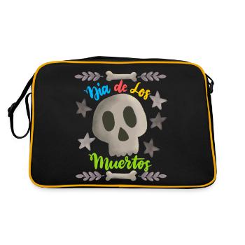 Dia-de-los-Muertos, Jour des Morts, Crâne de Sucre - Sac Retro - noir/or - Dos