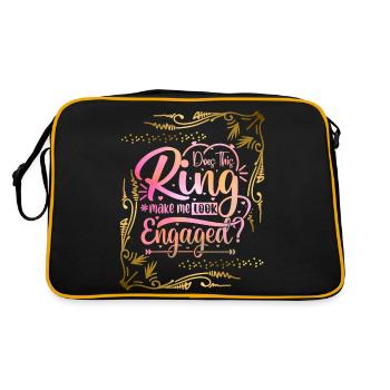 Engagement, engaged funny saying engagement ring - Retro Bag - black/gold - Back