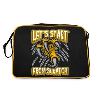 Klaue, Dinosaurier Kralle lustiger Spruch, Pun - Retro Tasche - Schwarz/Gold - Hinten