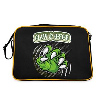 Klaue, Dinosaurier Kralle lustiger Spruch, Pun - Retro Tasche - Schwarz/Gold - Hinten