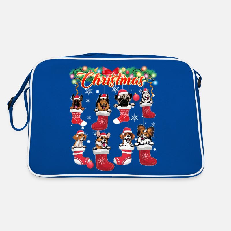 Chiens mignons de Noël en bas Sac Retro
