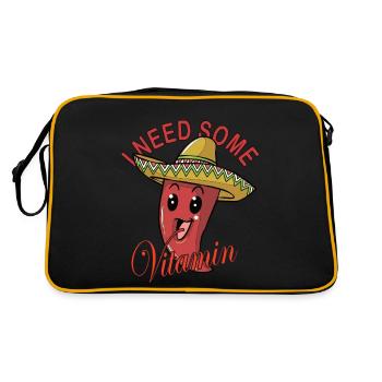 I Need Some Vitamin Chilli Sombrero Mexico - Retro Tasche - Schwarz/Gold - Hinten