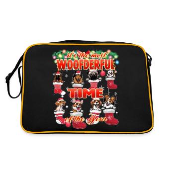 Drôle de jeu de mots de Noël Dog Lover Noël - Sac Retro - noir/or - Dos