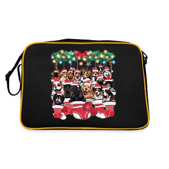 Chiens mignons pour Noël - Amoureux des chiens de noël - Sac Retro - noir/or - Dos