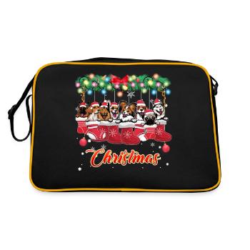 Cute and Cuddly Dogs in Christmas Stockings - Retro Bag - black/gold - Back