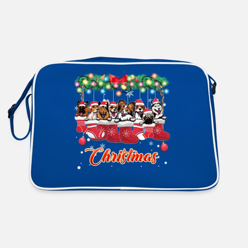 Chiens mignons et câlins dans les bas de Noël Sac Retro