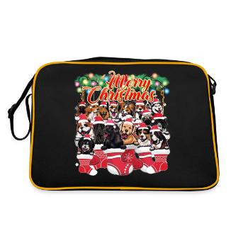 Joyeux Noël Famille Assorti Mignon Chiens Noël Noël - Sac Retro - noir/or - Dos
