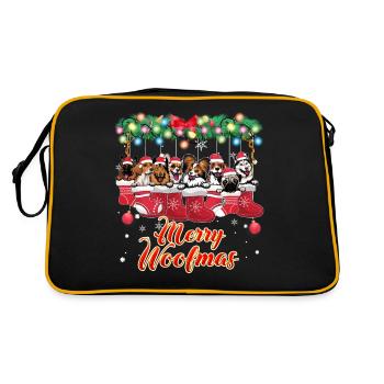 Chiens mignons et câlins Drôles de chiens de Noël - Sac Retro - noir/or - Dos