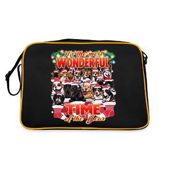 Conceptions de chiens de Noël - Drôles de chiens mignons Noël - Sac Retro - noir/or - Dos