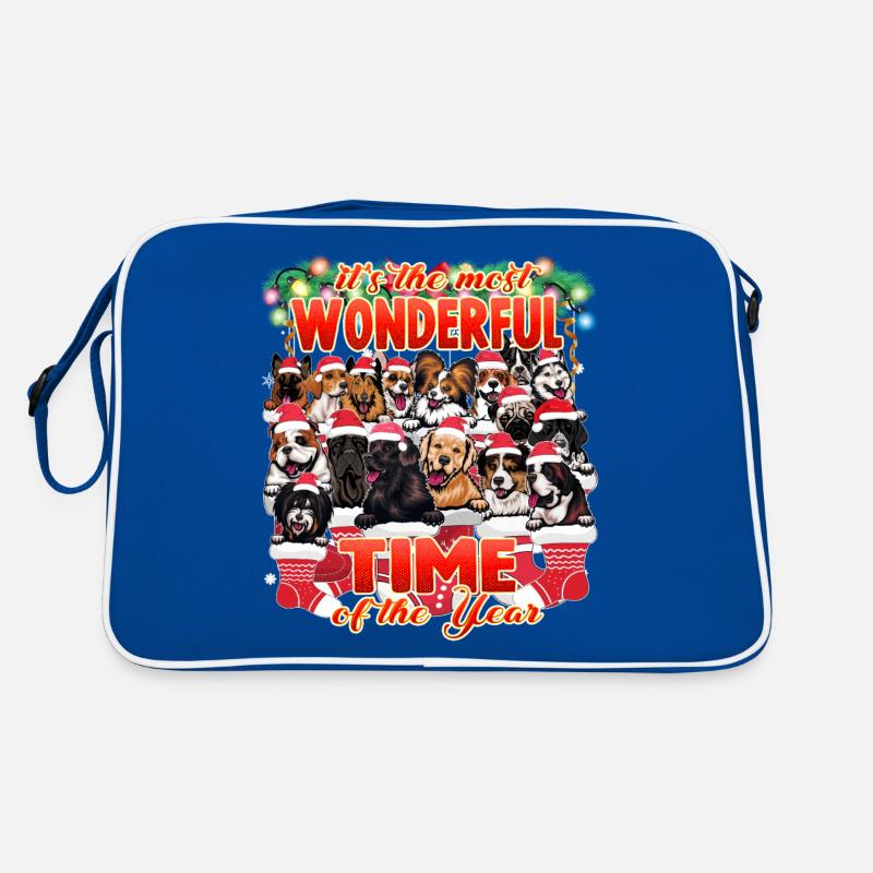 Conceptions de chiens de Noël - Drôles de chiens mignons Noël Sac Retro