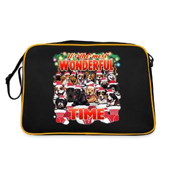 Races de chiens assorties - Chiens mignons Noël - Sac Retro - noir/or - Dos