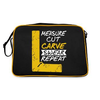 Mesure Coupe Carve Jure Répéter Drôle Ouvrier du Bois - Sac Retro - noir/or - Dos