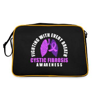 Fighting With Every Breath Cystic Fibrosis - Retro Tasche - Schwarz/Gold - Hinten