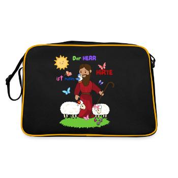 Der gute Hirte - Retro Tasche - Schwarz/Gold - Hinten