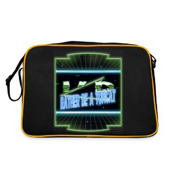 cats pet lover aww guenon anti - Retro Tasche - Schwarz/Gold - Hinten