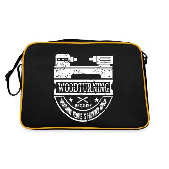 Woodturning Because Punching People Is Frowned - Retro Bag - black/gold - Back