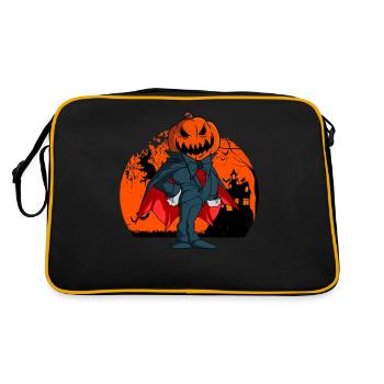 Vampire Pumpkin Head Pumpkin Lantern Halloween - Retro Bag - black/gold - Back