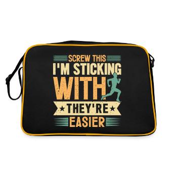 triathlon schwimmen radfahren laufen - Retro Tasche - Schwarz/Gold - Hinten