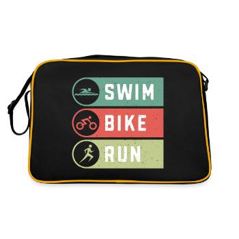 triathlon schwimmen radfahren laufen - Retro Tasche - Schwarz/Gold - Hinten