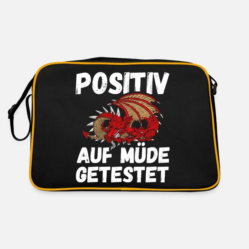 Positiv auf Müde getestet Drache Fun Retro Tasche