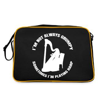 Harfenspieler Musik Harfenlehrer Harfe Instrument - Retro Tasche - Schwarz/Gold - Hinten