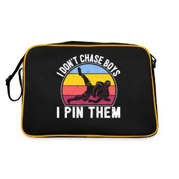 Je ne chasse pas les garçons je les épingle Drôle de catcheuse - Sac Retro - noir/or - Dos