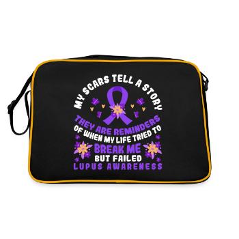 My Scars Tell A Story Lupus Awarenss Ribbon - Retro Tasche - Schwarz/Gold - Hinten