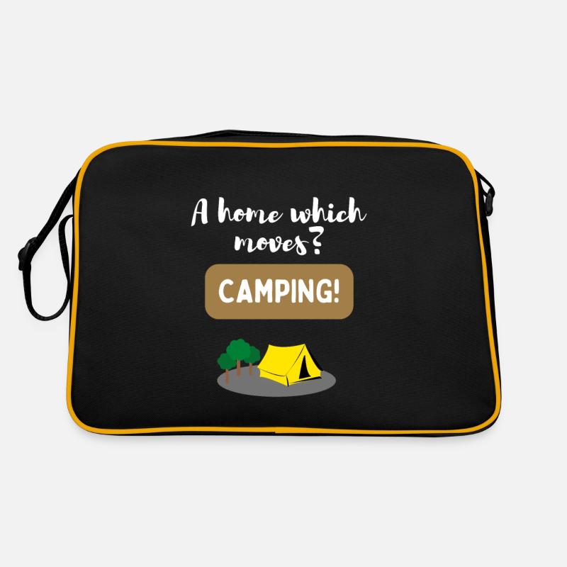 Ein Haus, das sich bewegt? Camping! Retro Tasche