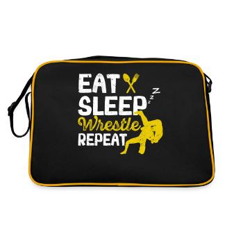 Lutteur sportif de lutte Drôle de nourriture Sommeil - Sac Retro - noir/or - Dos