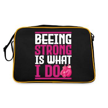 Brustkrebs, du bist stark. - Retro Tasche - Schwarz/Gold - Hinten