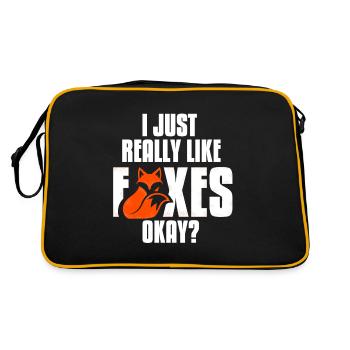 I Just Really Like Foxes Okay? Funny Fox Lover - Retro Bag - black/gold - Back