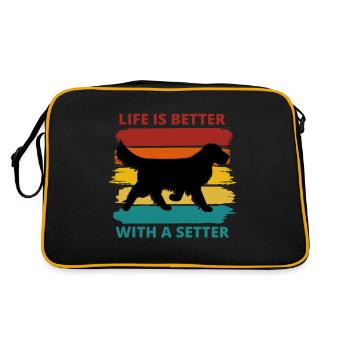 La vie de silhouette de chien setter est meilleure avec un setter - Sac Retro - noir/or - Dos