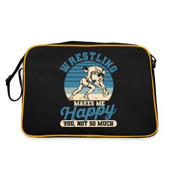 Wrestling macht mich glücklich Du nicht so sehr - Retro Tasche - Schwarz/Gold - Hinten