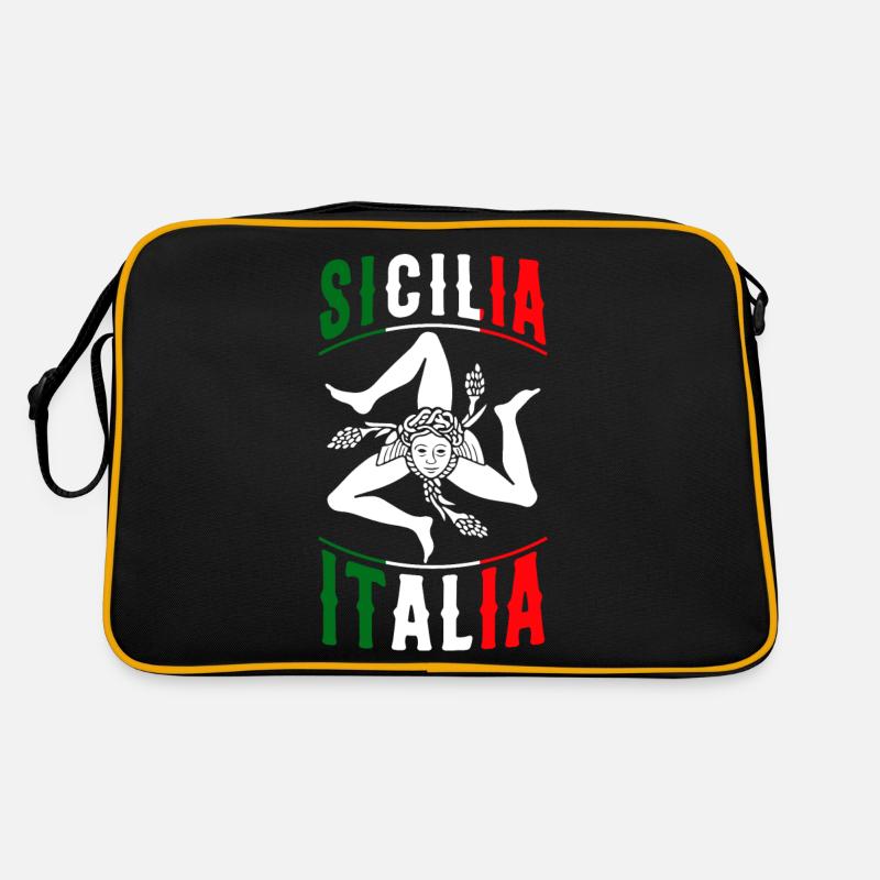 Drapeau de la Sicile Sicile Palerme Italie - Sac Retro - noir/or