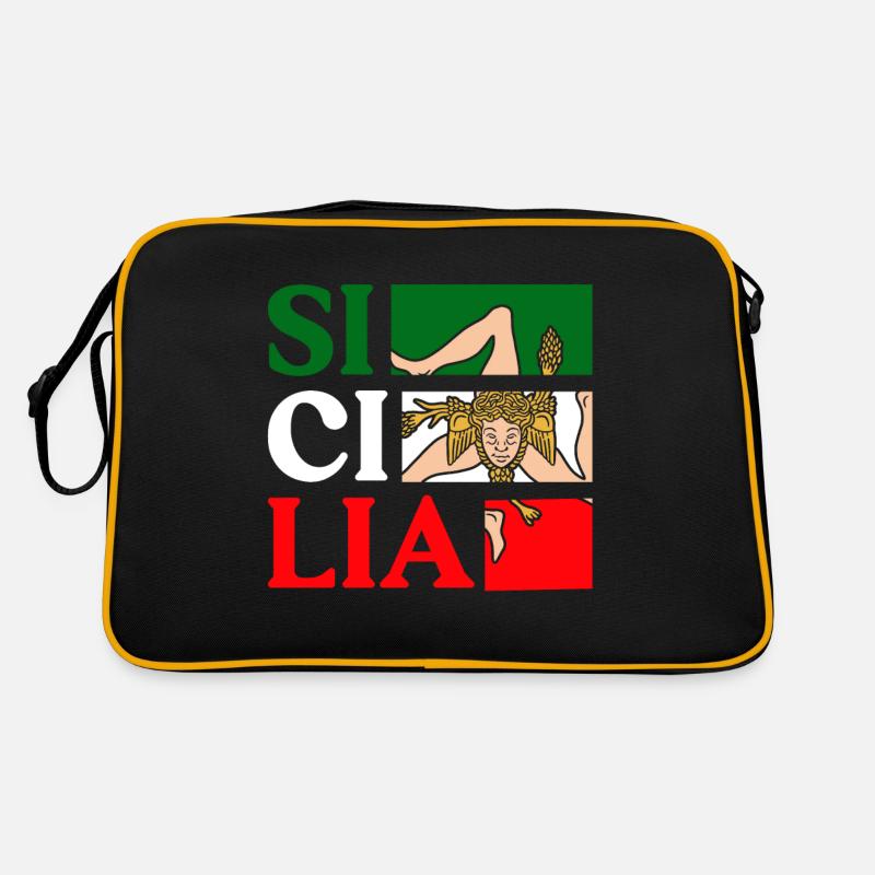 Drapeau de la Sicile Sicile Palerme Italie - Sac Retro - noir/or