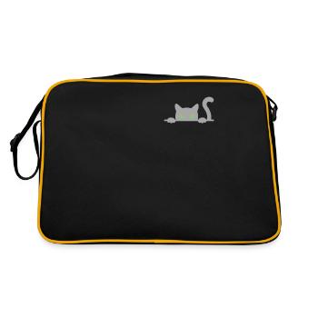 Funny cat looking out of his pocket - Retro Bag - black/gold - Back