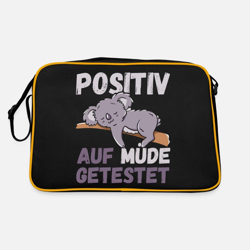 Positiv auf Müde getestet Koalas Fun - Retro Tasche - Schwarz/Gold