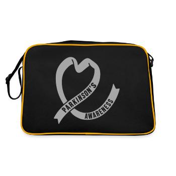 Parkinson's Awareness Grey Ribbon Family Support - Retro Tasche - Schwarz/Gold - Hinten
