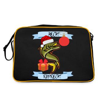 Hecht Ruprecht Weihnachts Angler - Retro Tasche - Schwarz/Gold - Hinten