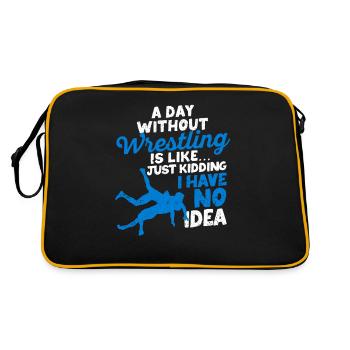 Ein Tag ohne Wrestling ist wie ein Scherz, von dem - Retro Tasche - Schwarz/Gold - Hinten