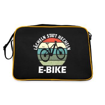 Lächeln Statt Hecheln Fahrrad E-Bike Biker - Retro Tasche - Schwarz/Gold - Hinten