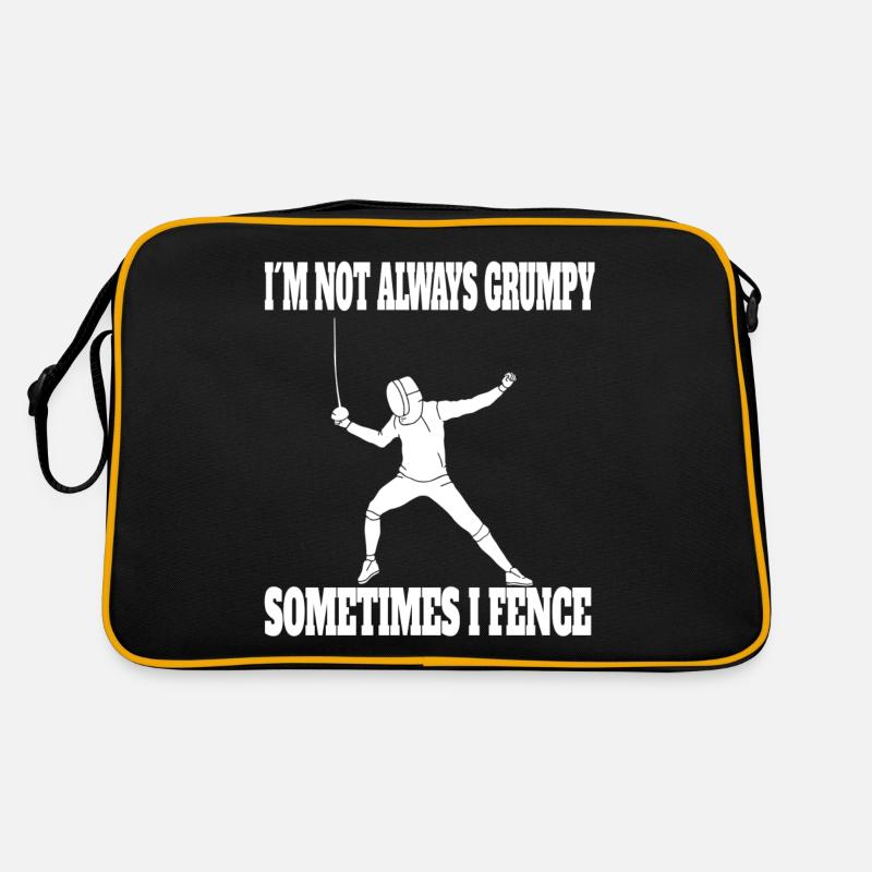 Fechten witziger Spruch Kampfsport lustige Fechter - Retro Tasche - Schwarz/Gold
