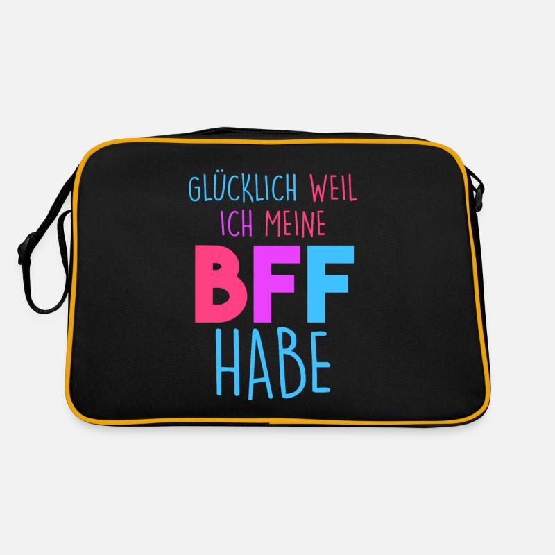 Glücklich wegen meiner BFF - Retro Tasche - Schwarz/Gold