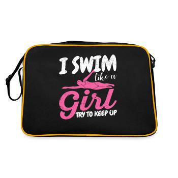 I swim like a girl and try to compete with the - Retro Bag - black/gold - Back