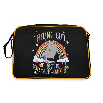 Cat saying for cat owners rainbow - Retro Bag - black/gold - Back