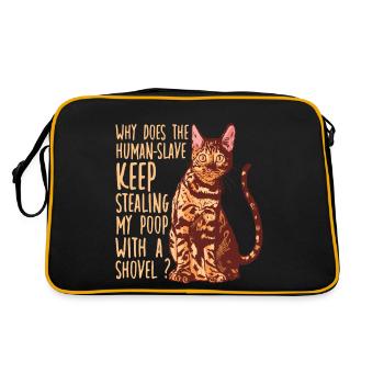 Cat Toilet Cat Holder Motif for Cat Owners - Retro Bag - black/gold - Back
