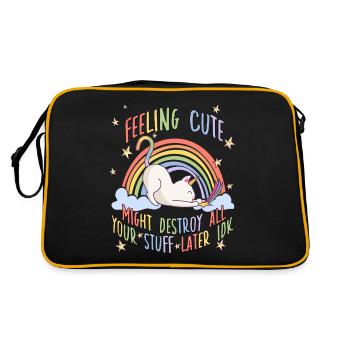 Motif de propriétaire de chat pour les fans de chat arc-en-ciel - Sac Retro - noir/or - Dos