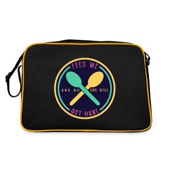 Füttere mich und niemand wird verletzt - Retro Tasche - Schwarz/Gold - Hinten